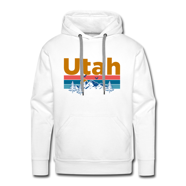 Premium Utah Hoodie - Retro Mountain & Birds Premium Men's Utah Sweatshirt / Hoodie - white