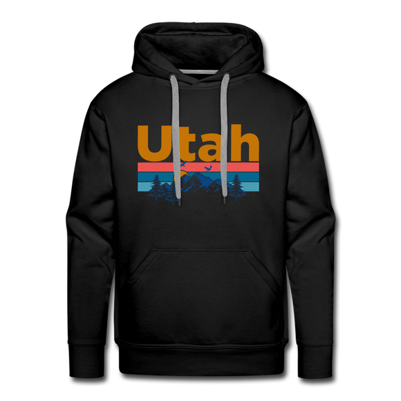 Premium Utah Hoodie - Retro Mountain & Birds Premium Men's Utah Sweatshirt / Hoodie - black