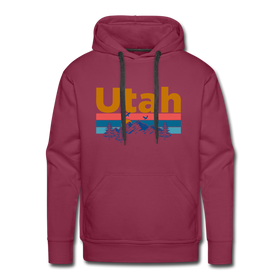Premium Utah Hoodie - Retro Mountain & Birds Premium Men's Utah Sweatshirt / Hoodie - burgundy