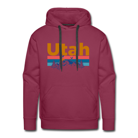 Premium Utah Hoodie - Retro Mountain & Birds Premium Men's Utah Sweatshirt / Hoodie - burgundy
