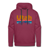 Premium Utah Hoodie - Retro Mountain & Birds Premium Men's Utah Sweatshirt / Hoodie - burgundy