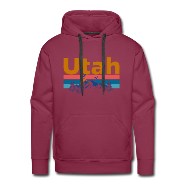 Premium Utah Hoodie - Retro Mountain & Birds Premium Men's Utah Sweatshirt / Hoodie - burgundy