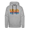 Premium Utah Hoodie - Retro Mountain & Birds Premium Men's Utah Sweatshirt / Hoodie - heather grey