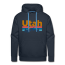 Premium Utah Hoodie - Retro Mountain & Birds Premium Men's Utah Sweatshirt / Hoodie - navy