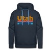 Premium Utah Hoodie - Retro Mountain & Birds Premium Men's Utah Sweatshirt / Hoodie - navy
