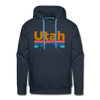 Premium Utah Hoodie - Retro Mountain & Birds Premium Men's Utah Sweatshirt / Hoodie