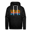 Premium Utah Hoodie - Retro Mountain & Birds Premium Men's Utah Sweatshirt / Hoodie - charcoal grey