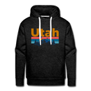 Premium Utah Hoodie - Retro Mountain & Birds Premium Men's Utah Sweatshirt / Hoodie - charcoal grey