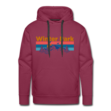Premium Winter Park, Colorado Hoodie - Retro Mountain & Birds Premium Men's Winter Park Sweatshirt / Hoodie - burgundy