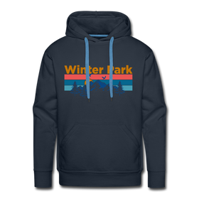 Premium Winter Park, Colorado Hoodie - Retro Mountain & Birds Premium Men's Winter Park Sweatshirt / Hoodie - navy