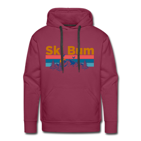 Premium Ski Bum Hoodie - Retro Mountain & Birds Premium Men's Ski Bum Sweatshirt / Hoodie - burgundy