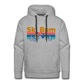 Premium Ski Bum Hoodie - Retro Mountain & Birds Premium Men's Ski Bum Sweatshirt / Hoodie - heather grey