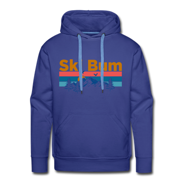 Premium Ski Bum Hoodie - Retro Mountain & Birds Premium Men's Ski Bum Sweatshirt / Hoodie - royalblue
