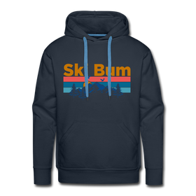 Premium Ski Bum Hoodie - Retro Mountain & Birds Premium Men's Ski Bum Sweatshirt / Hoodie - navy