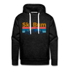 Premium Ski Bum Hoodie - Retro Mountain & Birds Premium Men's Ski Bum Sweatshirt / Hoodie - charcoal grey