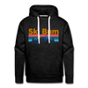 Premium Ski Bum Hoodie - Retro Mountain & Birds Premium Men's Ski Bum Sweatshirt / Hoodie