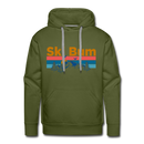 Premium Ski Bum Hoodie - Retro Mountain & Birds Premium Men's Ski Bum Sweatshirt / Hoodie - olive green