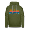 Premium Ski Bum Hoodie - Retro Mountain & Birds Premium Men's Ski Bum Sweatshirt / Hoodie - olive green