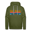 Premium Ski Bum Hoodie - Retro Mountain & Birds Premium Men's Ski Bum Sweatshirt / Hoodie