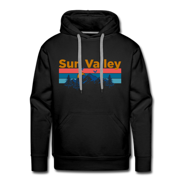 Premium Sun Valley, Idaho Hoodie - Retro Mountain & Birds Premium Men's Sun Valley Sweatshirt / Hoodie - black