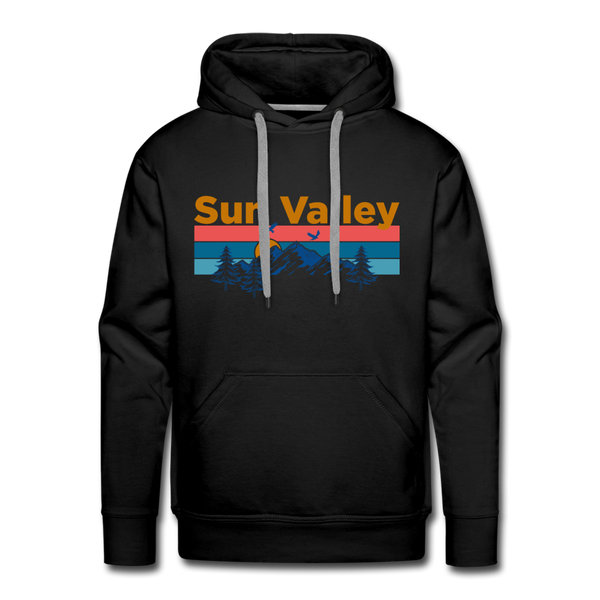 Premium Sun Valley, Idaho Hoodie - Retro Mountain & Birds Premium Men's Sun Valley Sweatshirt / Hoodie - black