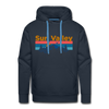 Premium Sun Valley, Idaho Hoodie - Retro Mountain & Birds Premium Men's Sun Valley Sweatshirt / Hoodie - navy