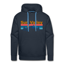 Premium Sun Valley, Idaho Hoodie - Retro Mountain & Birds Premium Men's Sun Valley Sweatshirt / Hoodie - navy