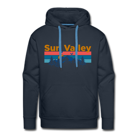 Premium Sun Valley, Idaho Hoodie - Retro Mountain & Birds Premium Men's Sun Valley Sweatshirt / Hoodie - navy
