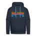 Premium Sun Valley, Idaho Hoodie - Retro Mountain & Birds Premium Men's Sun Valley Sweatshirt / Hoodie - navy
