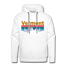 Premium Vermont Hoodie - Retro Mountain & Birds Premium Men's Vermont Sweatshirt / Hoodie - white