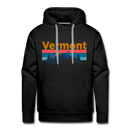 Premium Vermont Hoodie - Retro Mountain & Birds Premium Men's Vermont Sweatshirt / Hoodie - black