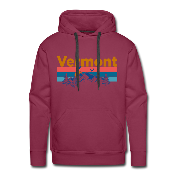 Premium Vermont Hoodie - Retro Mountain & Birds Premium Men's Vermont Sweatshirt / Hoodie - burgundy