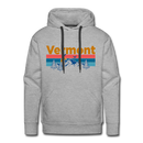 Premium Vermont Hoodie - Retro Mountain & Birds Premium Men's Vermont Sweatshirt / Hoodie - heather grey