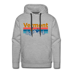 Premium Vermont Hoodie - Retro Mountain & Birds Premium Men's Vermont Sweatshirt / Hoodie - heather grey