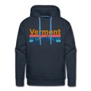 Premium Vermont Hoodie - Retro Mountain & Birds Premium Men's Vermont Sweatshirt / Hoodie - navy