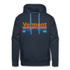 Premium Vermont Hoodie - Retro Mountain & Birds Premium Men's Vermont Sweatshirt / Hoodie - navy