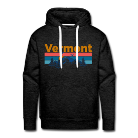 Premium Vermont Hoodie - Retro Mountain & Birds Premium Men's Vermont Sweatshirt / Hoodie