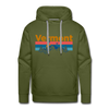 Premium Vermont Hoodie - Retro Mountain & Birds Premium Men's Vermont Sweatshirt / Hoodie