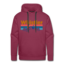 Premium Whistler, Canada Hoodie - Retro Mountain & Birds Premium Men's Whistler Sweatshirt / Hoodie - burgundy