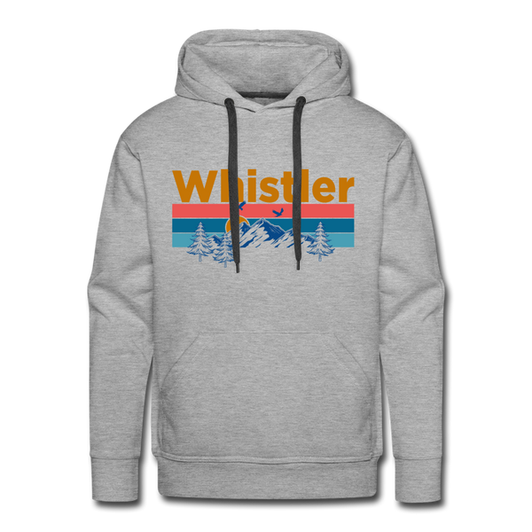 Premium Whistler, Canada Hoodie - Retro Mountain & Birds Premium Men's Whistler Sweatshirt / Hoodie - heather grey