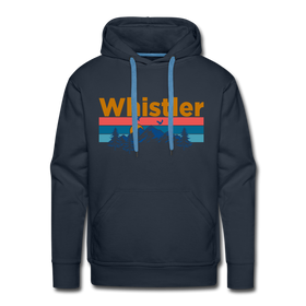 Premium Whistler, Canada Hoodie - Retro Mountain & Birds Premium Men's Whistler Sweatshirt / Hoodie - navy