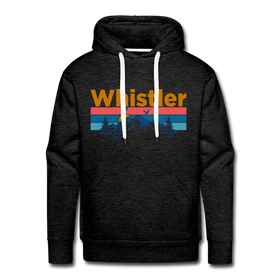 Premium Whistler, Canada Hoodie - Retro Mountain & Birds Premium Men's Whistler Sweatshirt / Hoodie - charcoal grey
