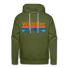 Premium Whistler, Canada Hoodie - Retro Mountain & Birds Premium Men's Whistler Sweatshirt / Hoodie - olive green