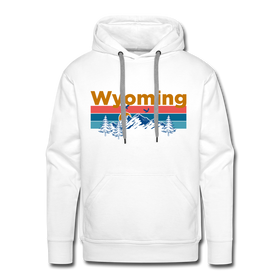 Premium Wyoming Hoodie - Retro Mountain & Birds Premium Men's Wyoming Sweatshirt / Hoodie - white