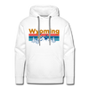 Premium Wyoming Hoodie - Retro Mountain & Birds Premium Men's Wyoming Sweatshirt / Hoodie