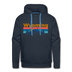 Premium Wyoming Hoodie - Retro Mountain & Birds Premium Men's Wyoming Sweatshirt / Hoodie - navy