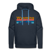 Premium Wyoming Hoodie - Retro Mountain & Birds Premium Men's Wyoming Sweatshirt / Hoodie