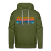 Premium Wyoming Hoodie - Retro Mountain & Birds Premium Men's Wyoming Sweatshirt / Hoodie - olive green