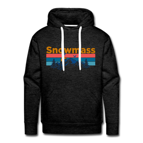 Premium Snowmass, Colorado Hoodie - Retro Mountain & Birds Premium Men's Snowmass Sweatshirt / Hoodie - charcoal grey