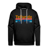 Premium Telluride, Colorado Hoodie - Retro Mountain & Birds Premium Men's Telluride Sweatshirt / Hoodie - black